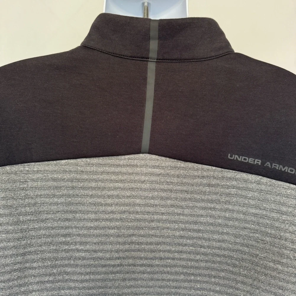 Under Armour Mens Gray Ribbed Quarter Zip Pullover Athletic Jacket Large 2XL